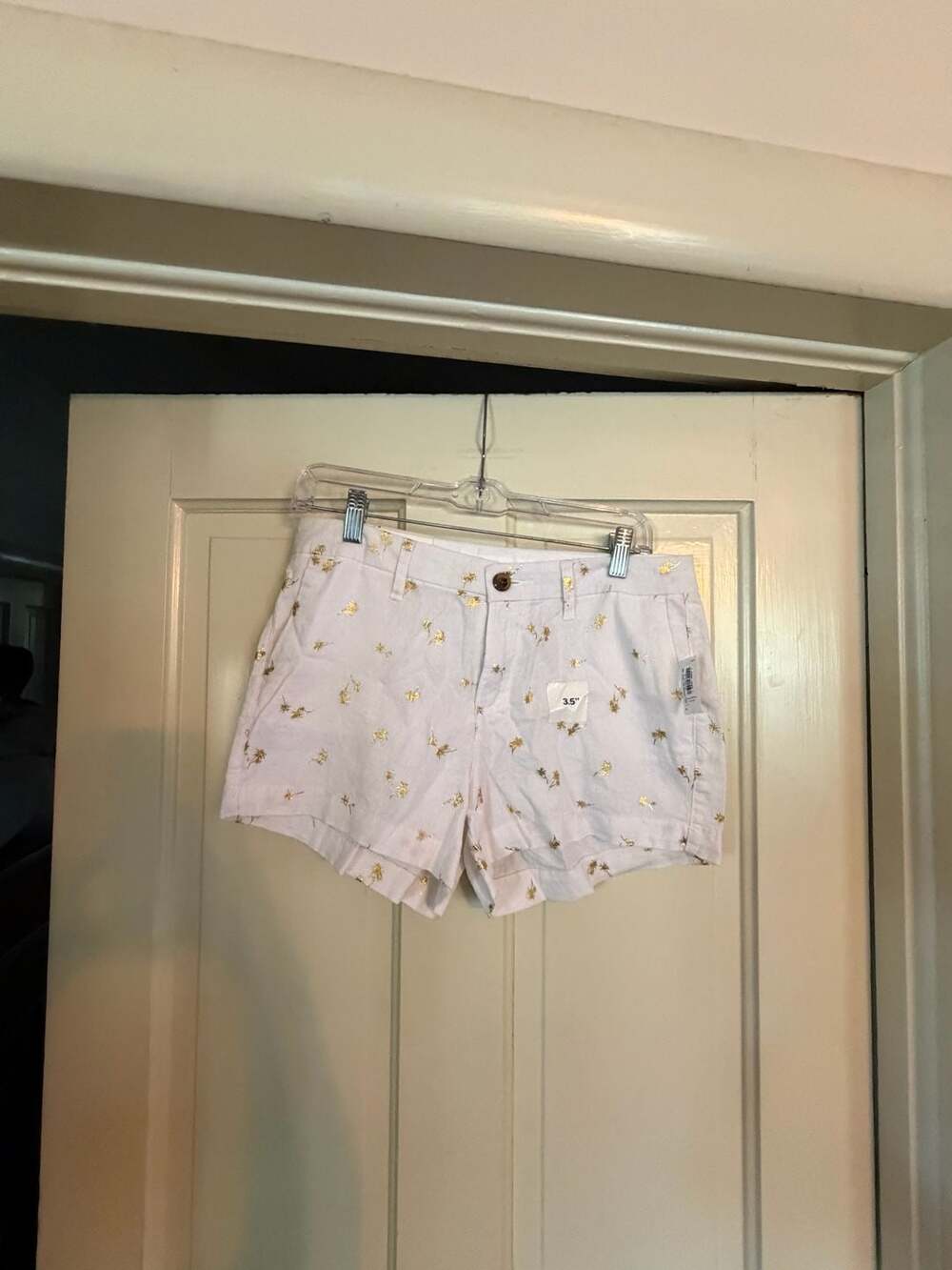 Old Navy Everyday Short Size 4 White Gold Palm Tree Linen Blend